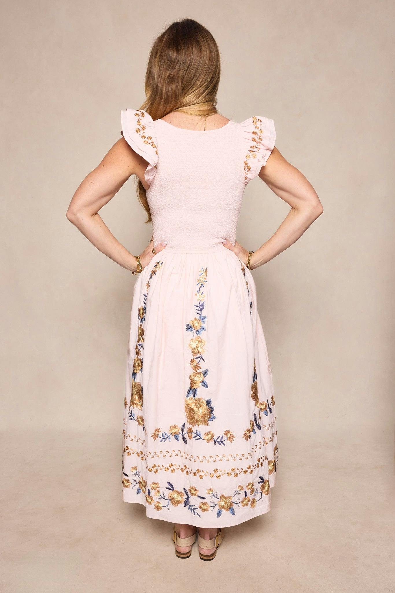 Hattie Dress in Embroidered Spring Floral