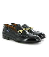 Patent Leather Teresa Buckle Loafers, Black