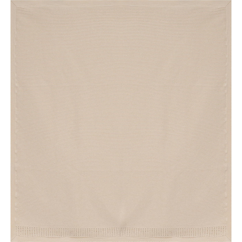 Holed Rib Knit Blanket Dark Almond