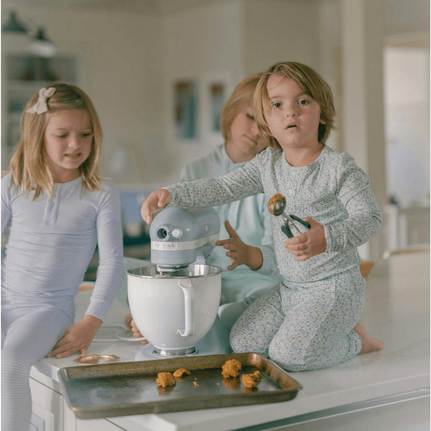 Unisex Powder Blue Stripe Pima Pajamas Set