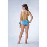 Animal Dots & Solid Strap Swimsuit, Multi