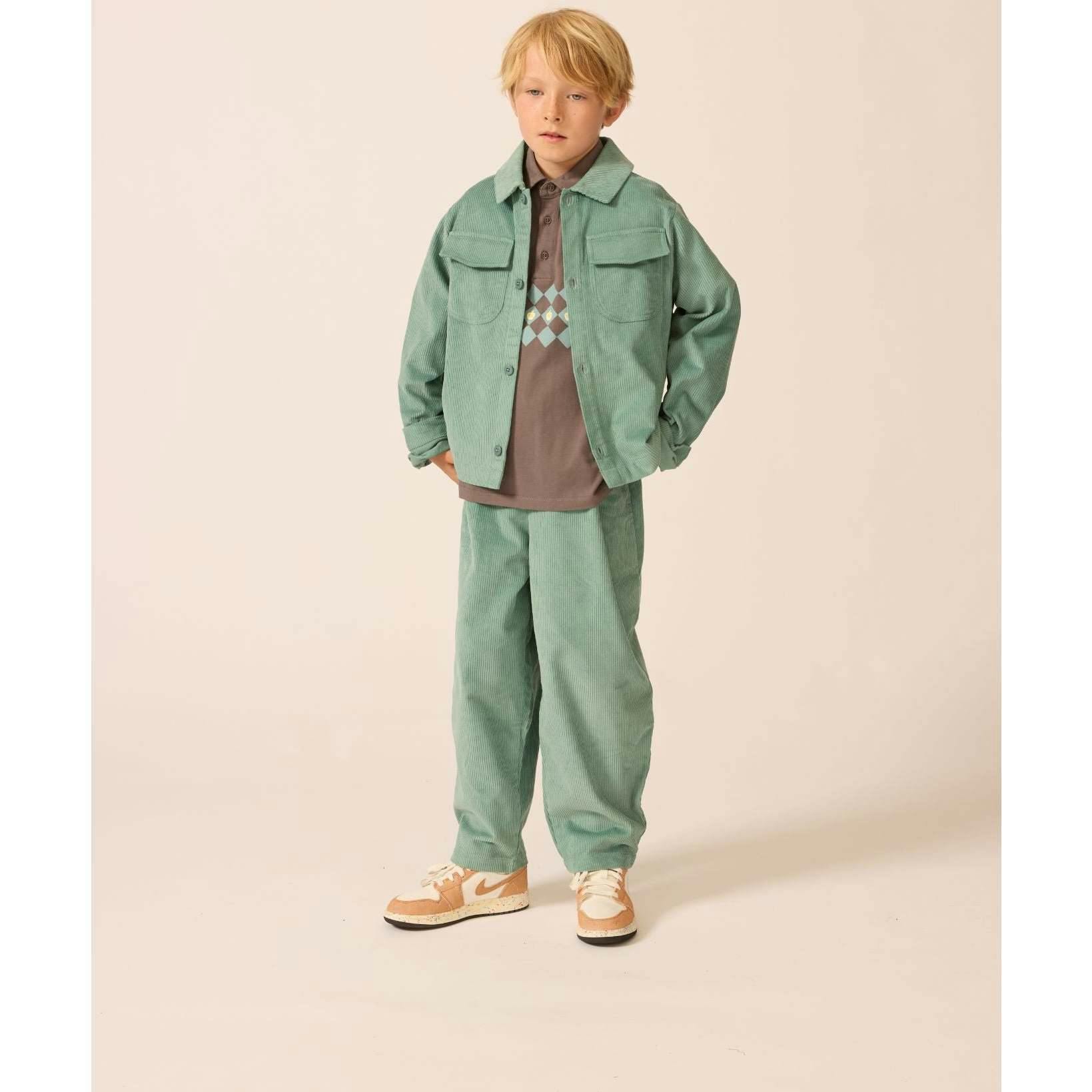 Corduroy Cropped Shacket in Teal Tambourine