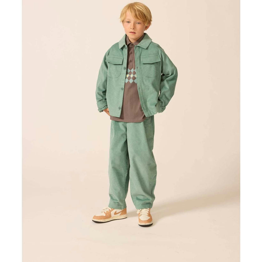 Corduroy Cropped Shacket in Teal Tambourine