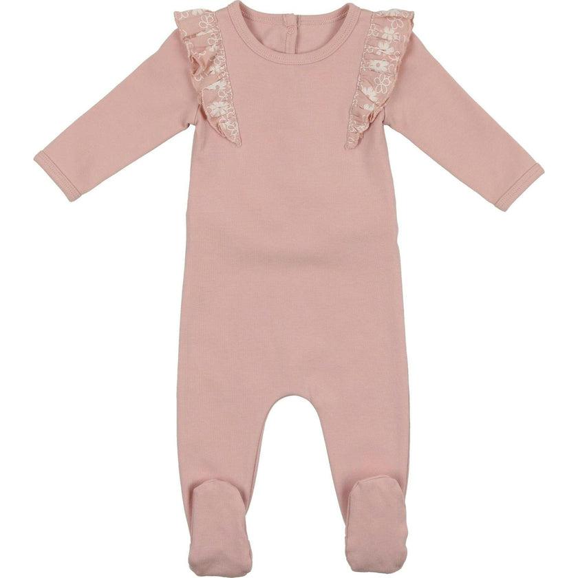 Print Shoulder Ruffle Footie