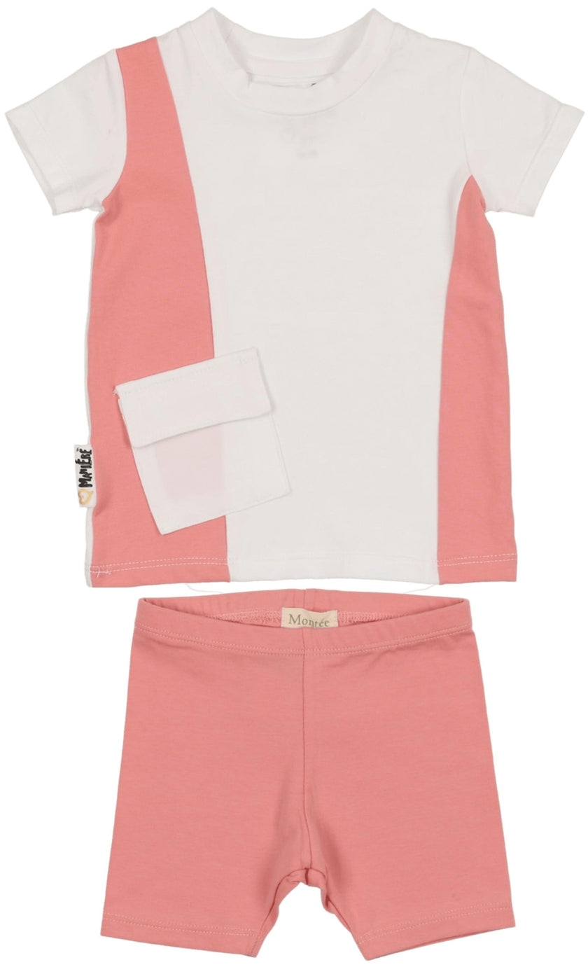 Color-Block Pocket Tee & Short Set