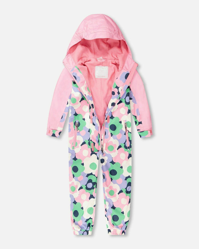 Kids Mid-Season One-Piece Outerwear Black Printed Flowers
