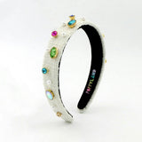 White Tweed Bejeweled Headband