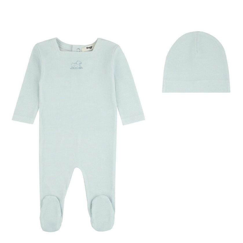 Striped Ducky Footie And Bonnet