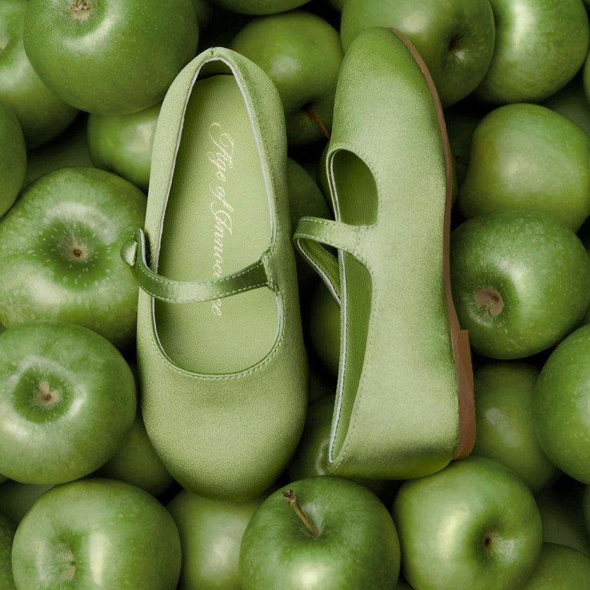 Elin Satin Glossy Leather Pointed-Toe Mary Janes