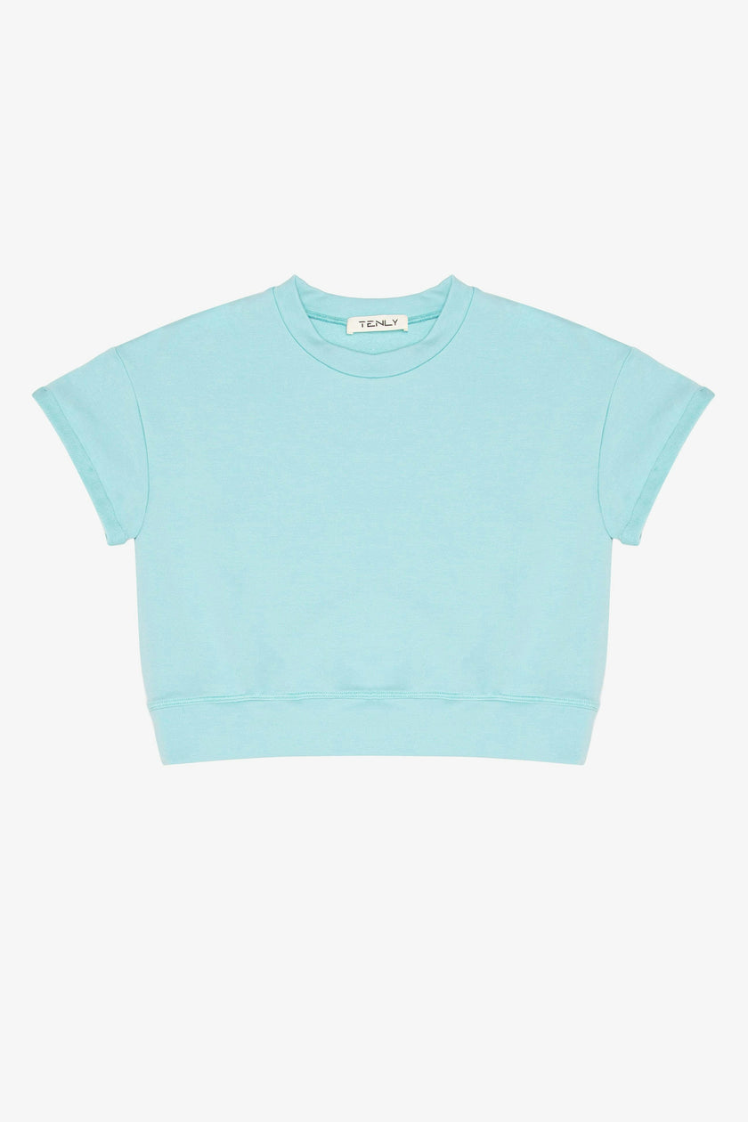 French Terry Rollup Sleeve Waistband Tee