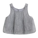 Gray Floral Embroidered Short Set