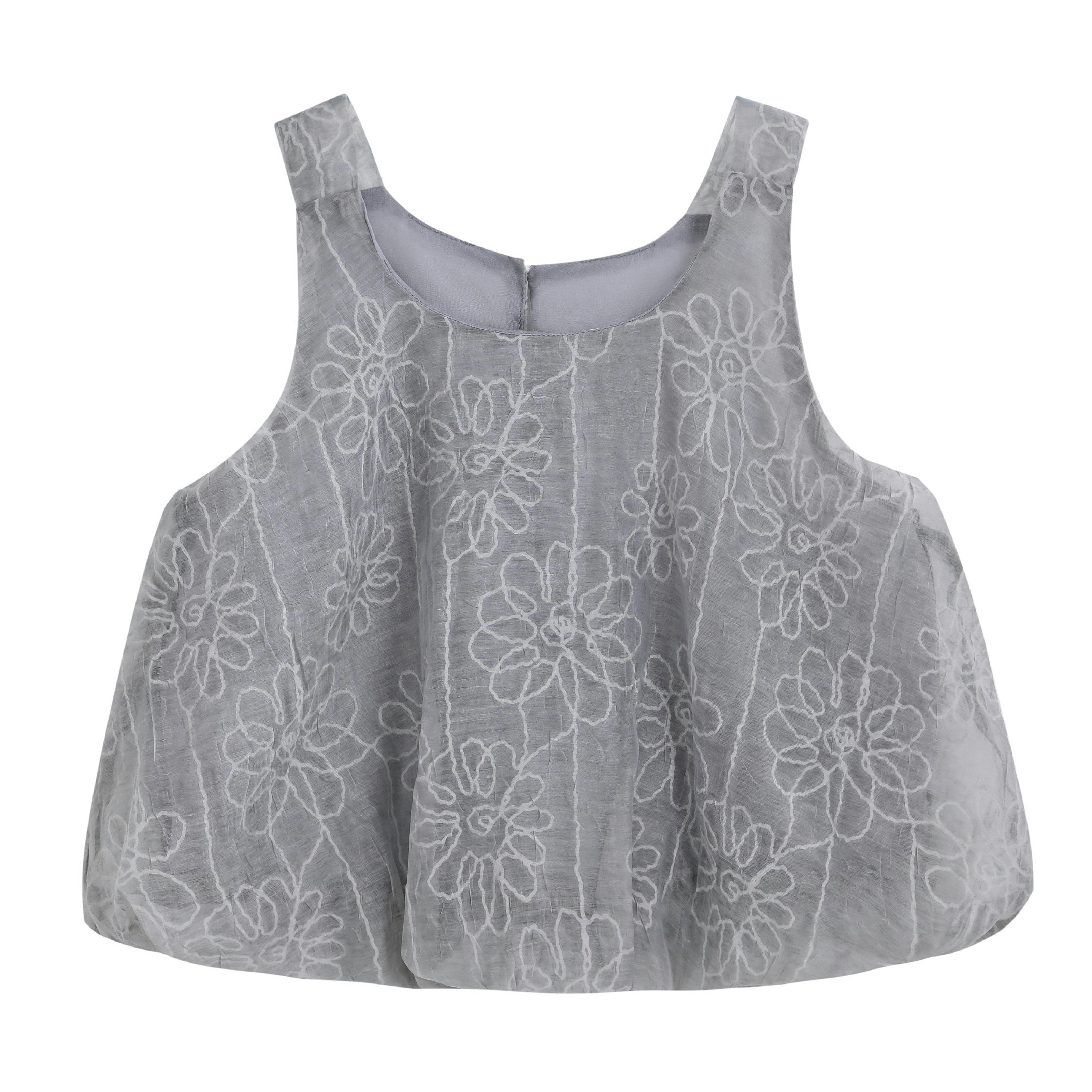 Gray Floral Embroidered Short Set