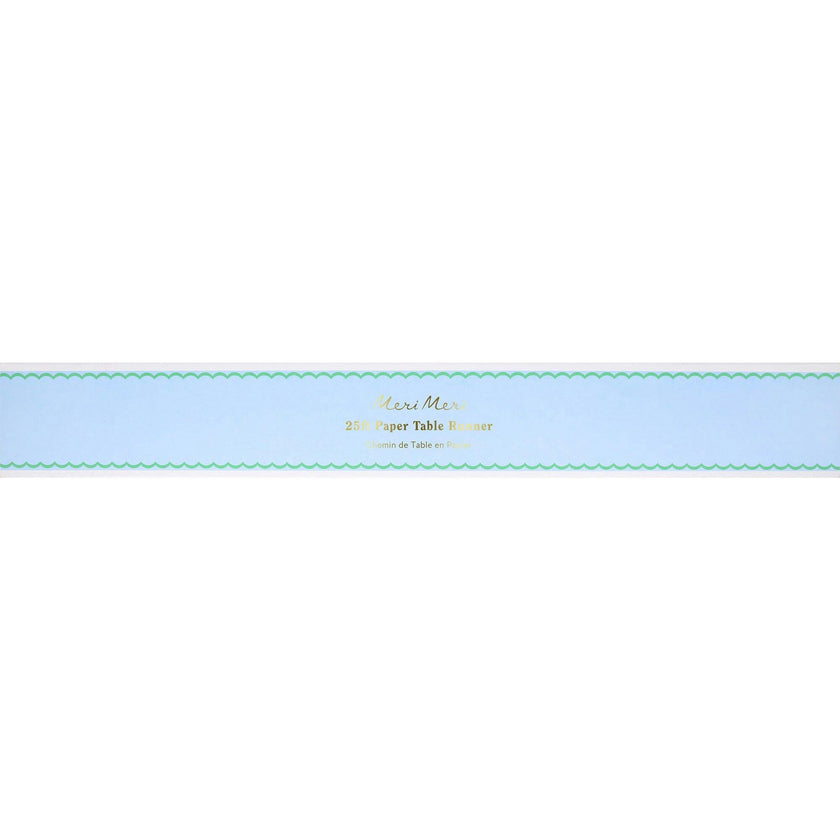 Scalloped Edge Blue Green Table Runner
