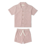 Organic Shirt & Shorts Set - Coral Stripes