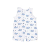 Bubbly Sailor Whales Blue - Sleeveless Shortie Romper