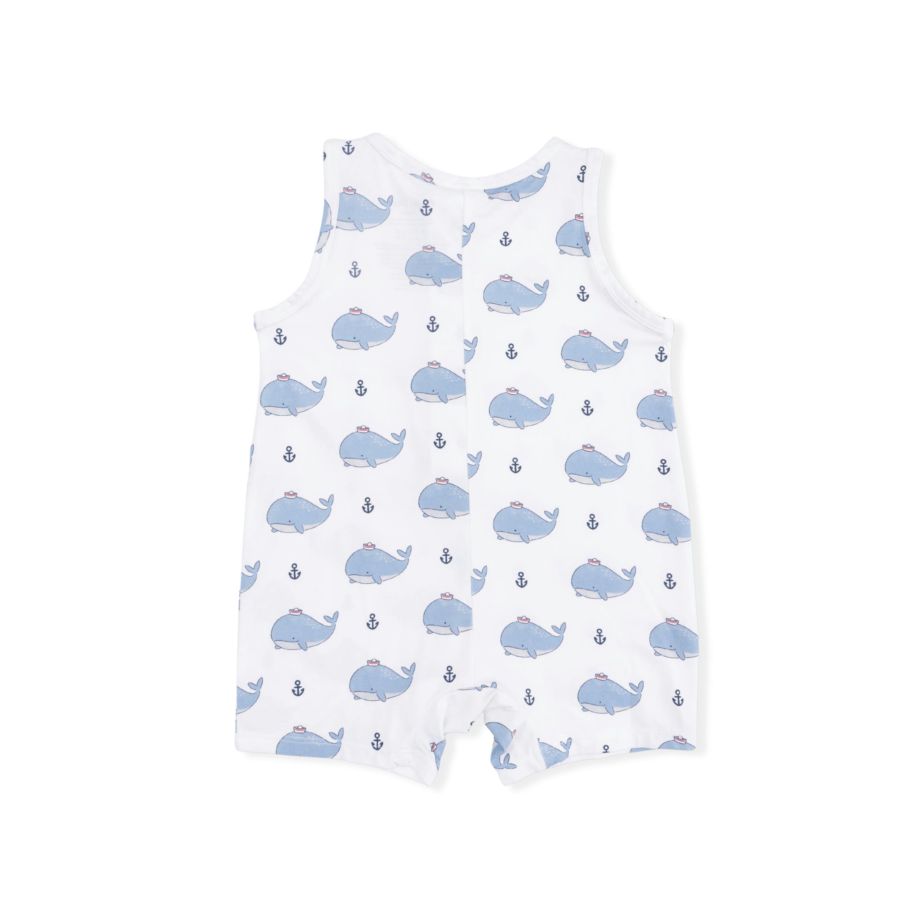 Bubbly Sailor Whales Blue - Sleeveless Shortie Romper