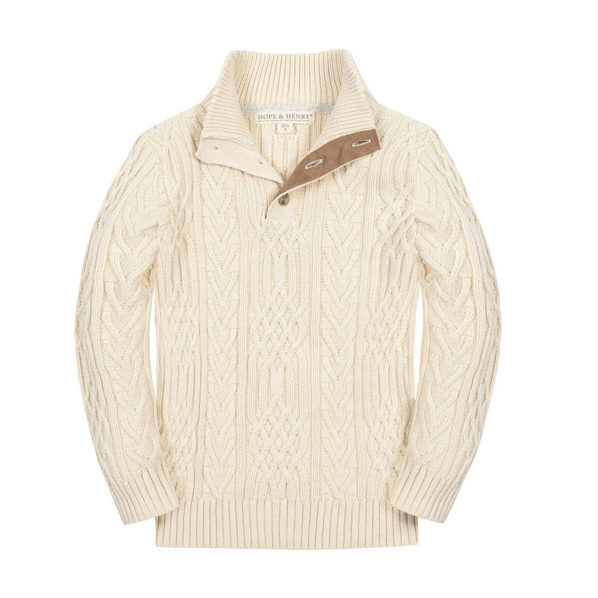 Organic Mock Neck Cable Sweater