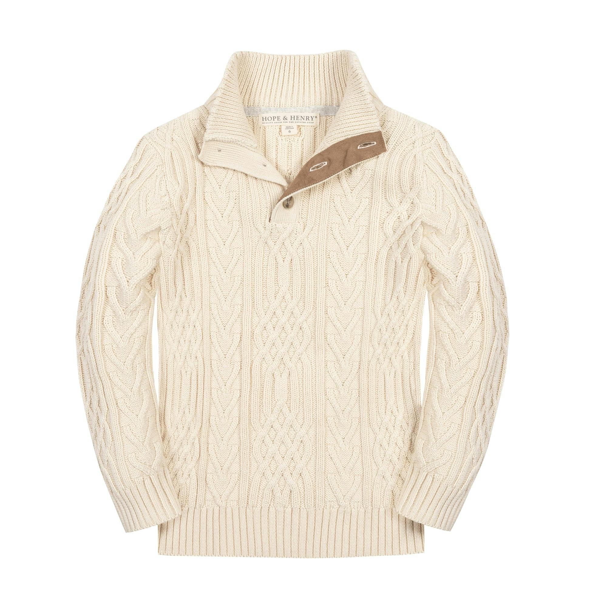 Organic Mock Neck Cable Sweater