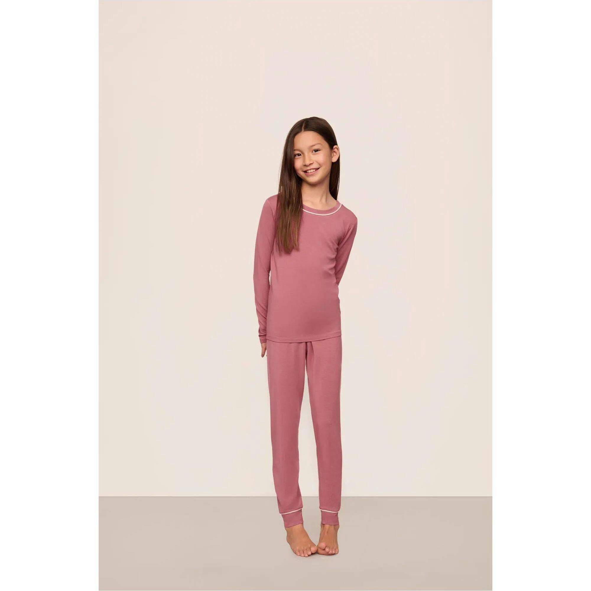 Kids TENCEL™ Modal Unisex Long PJ Set, Pink