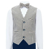 Gray Ruggero Striped Vest Outfit Set