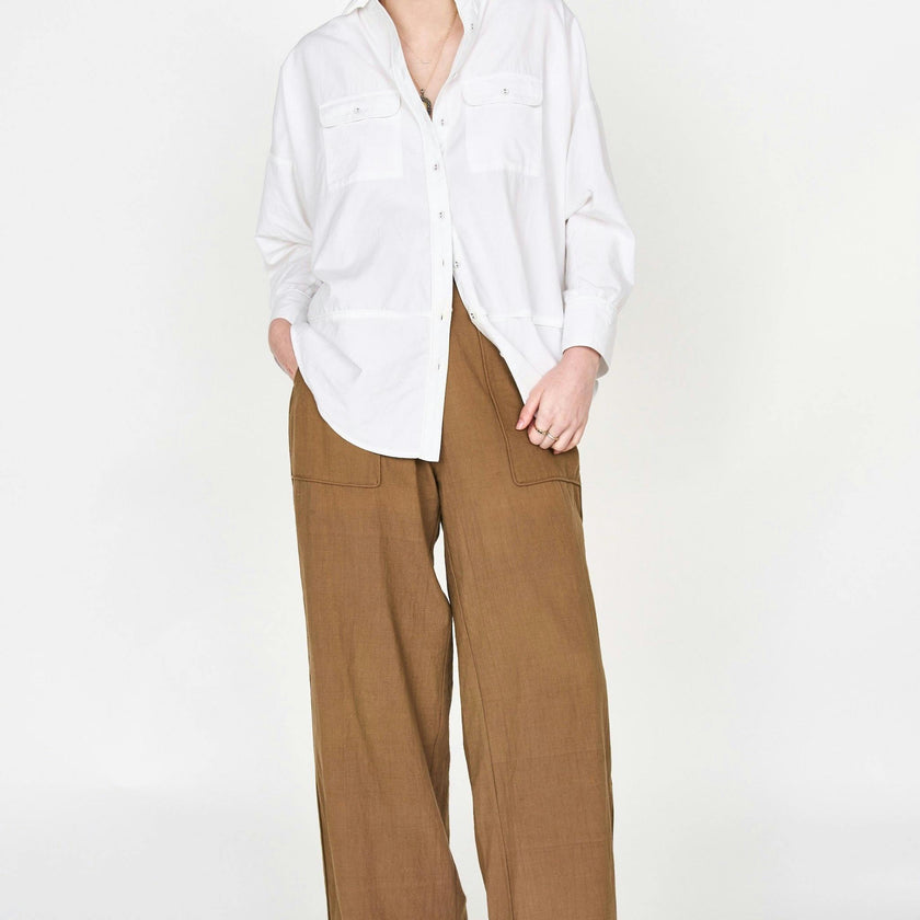 Women's Kyoto Poplin Long Sleeve Oversized Blouse, White