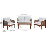 Teamson Home Outdoor Conversation Set with Cushion & Acacia Wood Frame