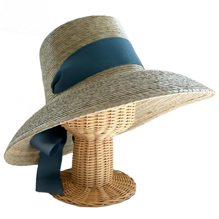 Mommy & Me Sun Hat Set - Wildflower & Palmetto - French Blue Grosgrain Ribbon