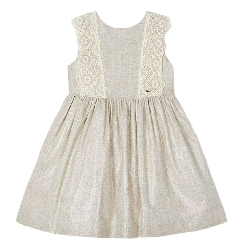 Linen Ornamental Sleeveless Dress