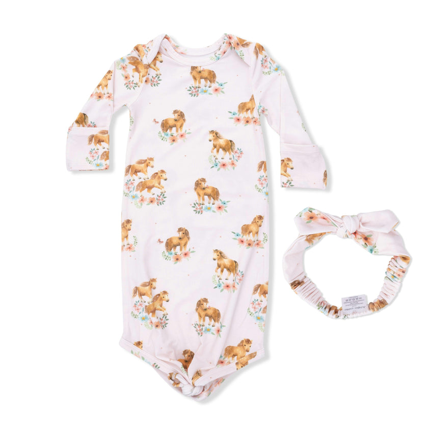 Pink Ponies - Knotted Gown and Headband