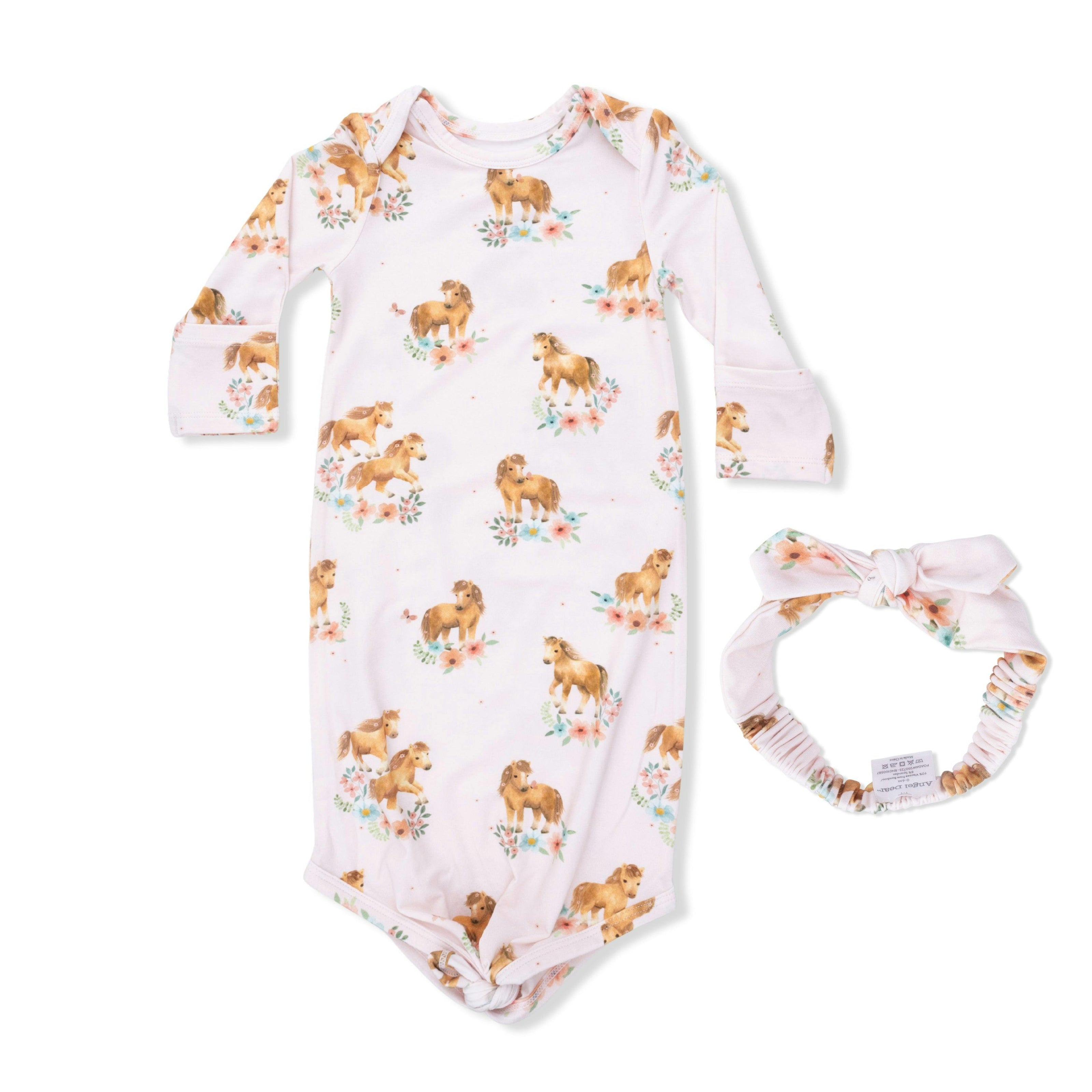 Pink Ponies - Knotted Gown and Headband