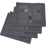 Artisan Hand Loomed Placemat - Indigo Blocks - 14" x 19"- Set of 4
