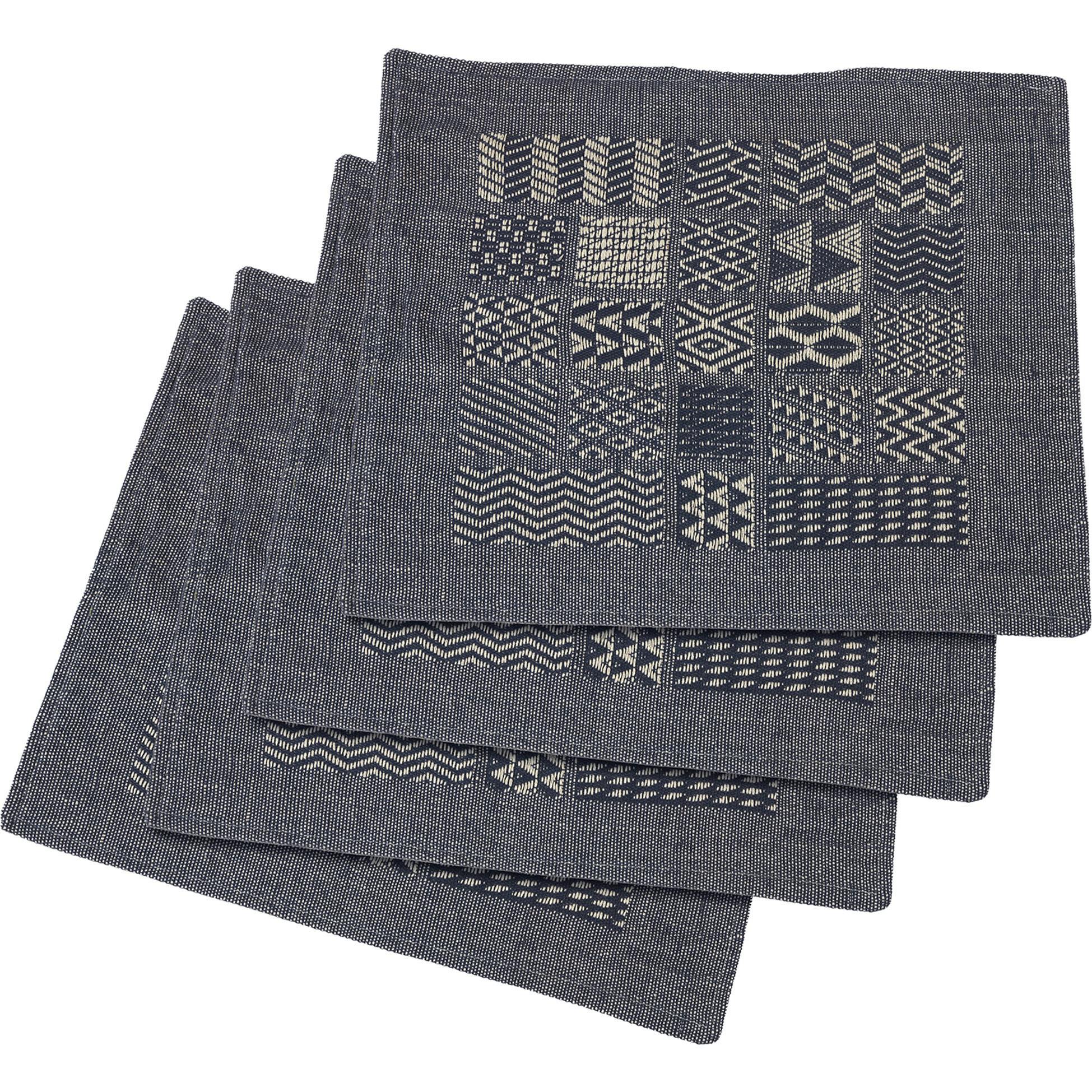 Artisan Hand Loomed Placemat - Indigo Blocks - 14