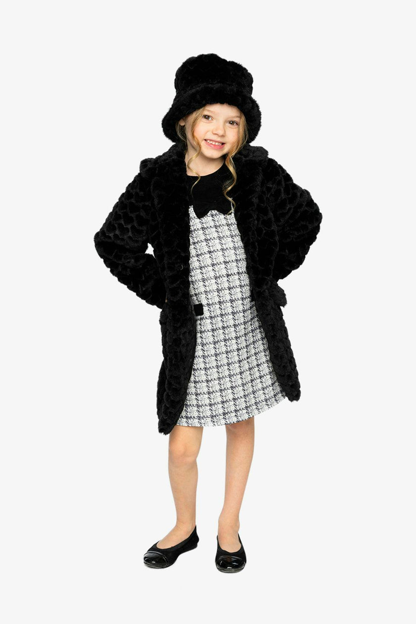 Faux Fur Long Coat Black