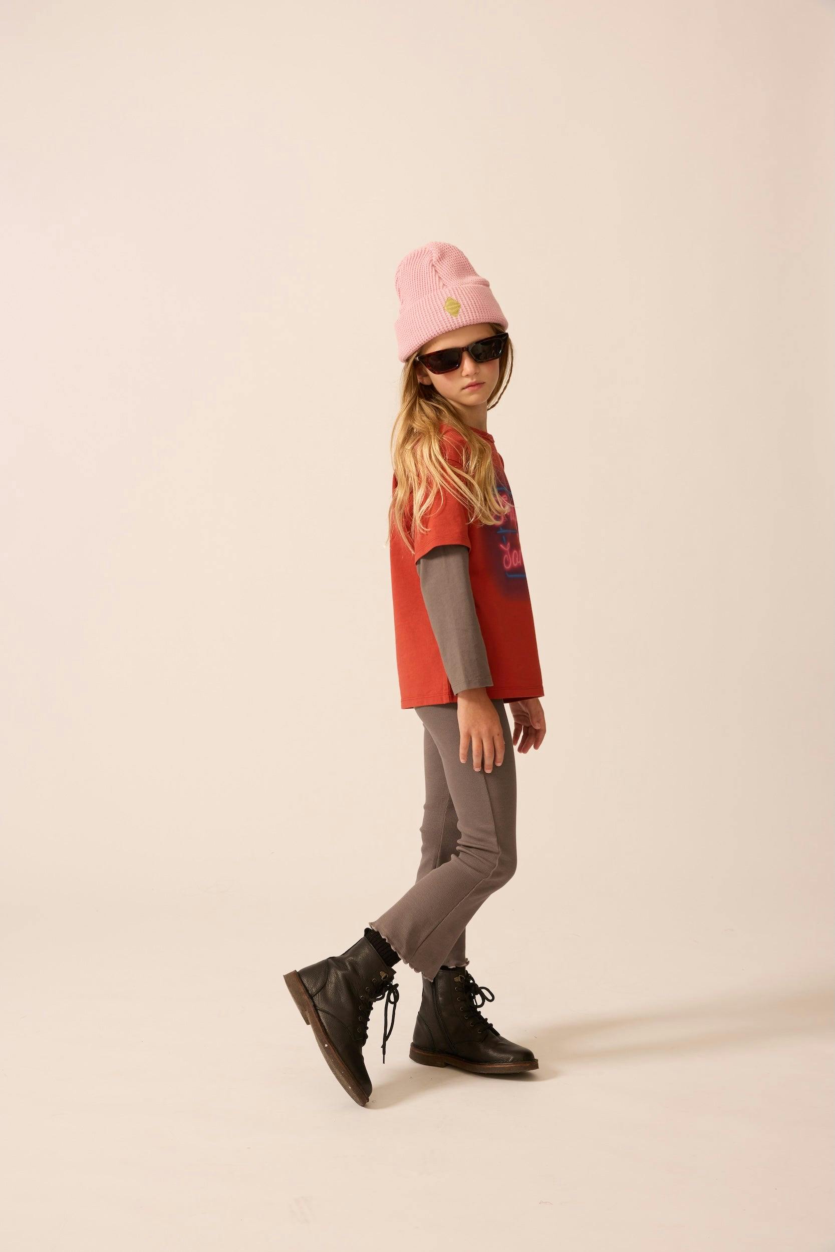 Ribbed Flares in Midnight Slate