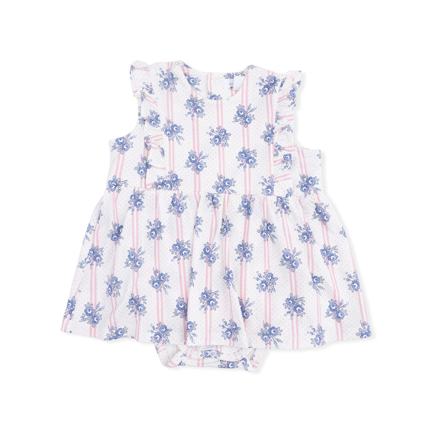 Stripe Dot Roses - Ruffle Bodysuit Dress