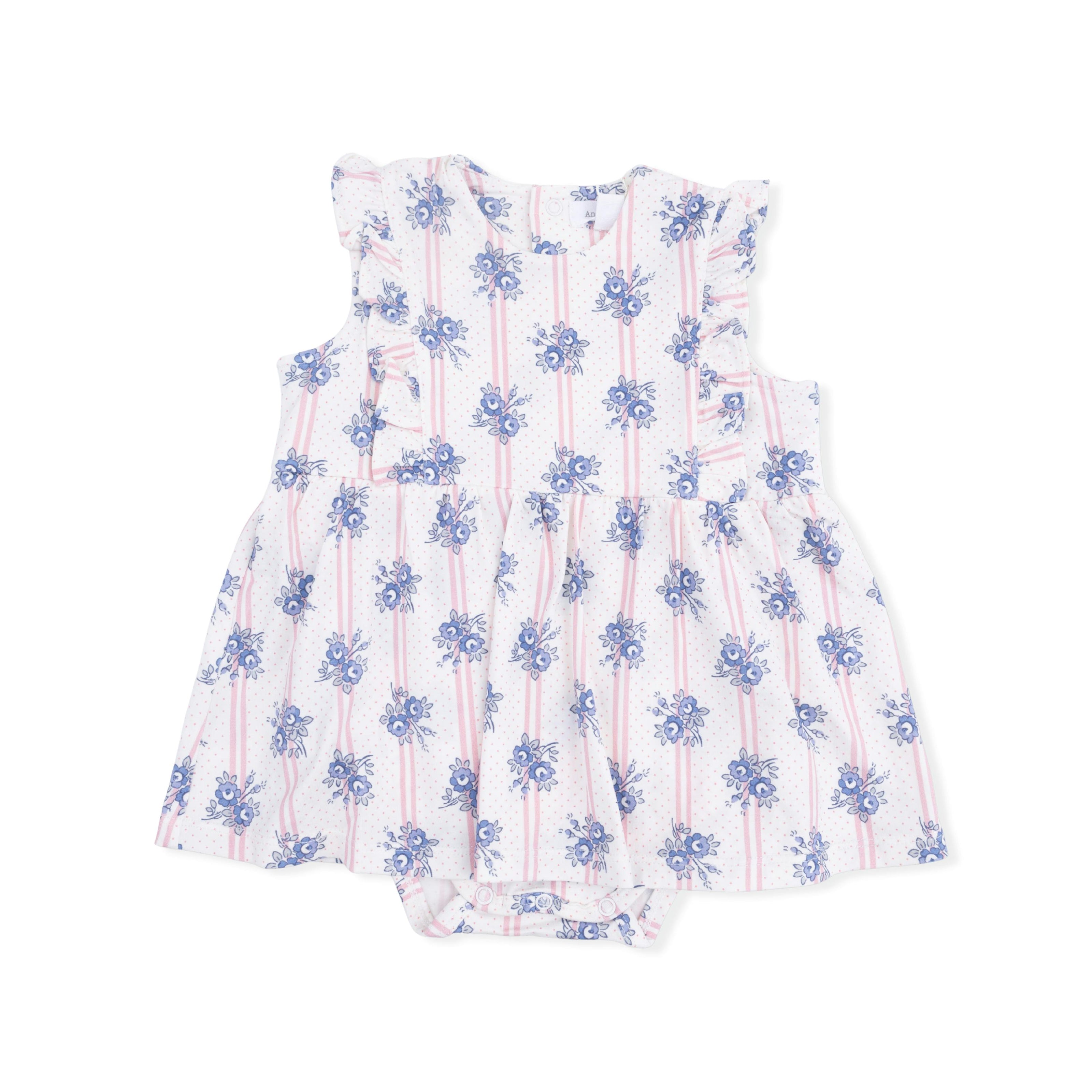 Stripe Dot Roses - Ruffle Bodysuit Dress