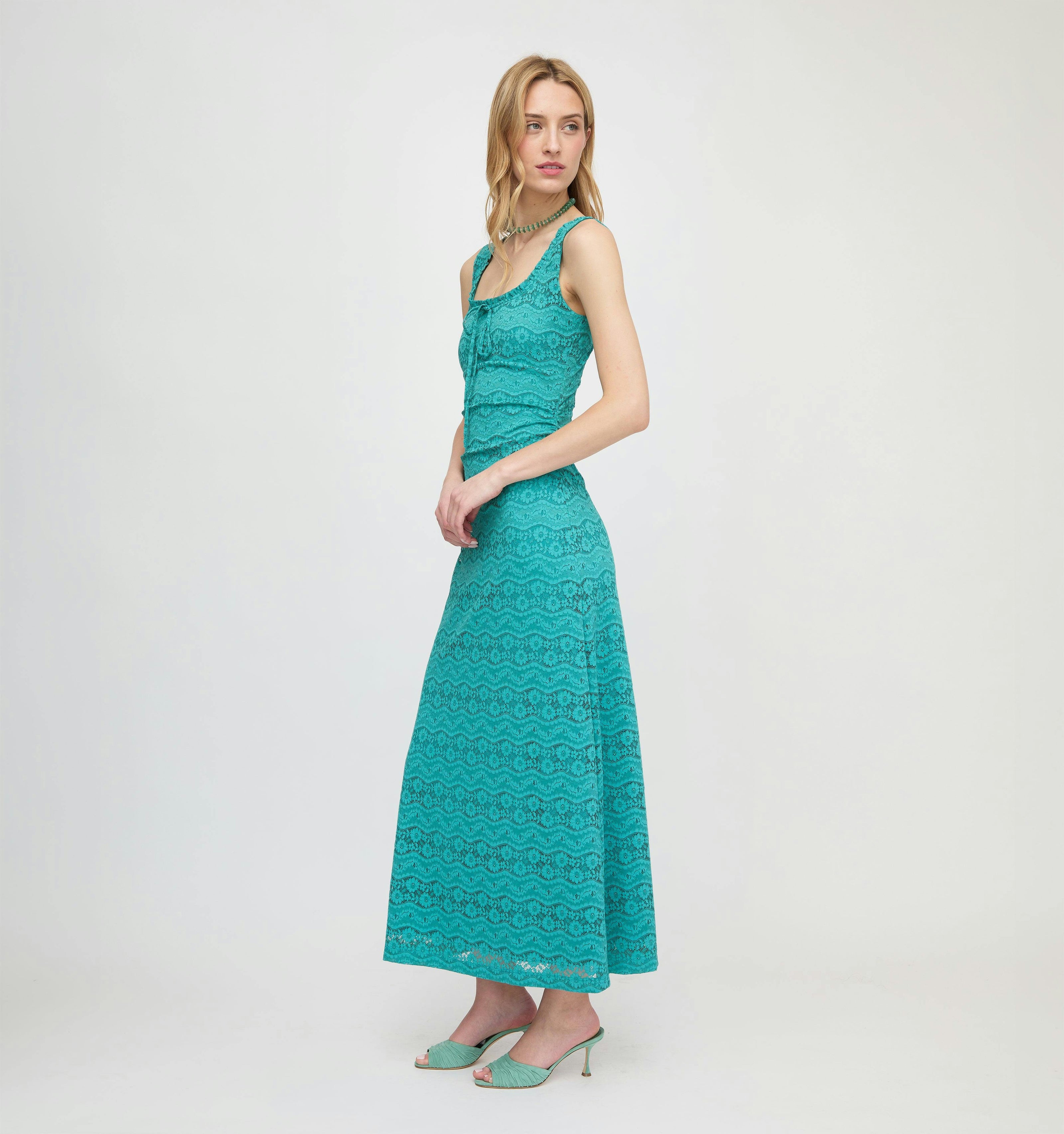 The Coraline Dress - Teal Stretch Lace
