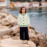 London Days Merino Cardigan - Cream & Green