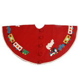 Handmade Toy Train Red Christmas Tree Skirt Felt 26"/60" Arcadia Home