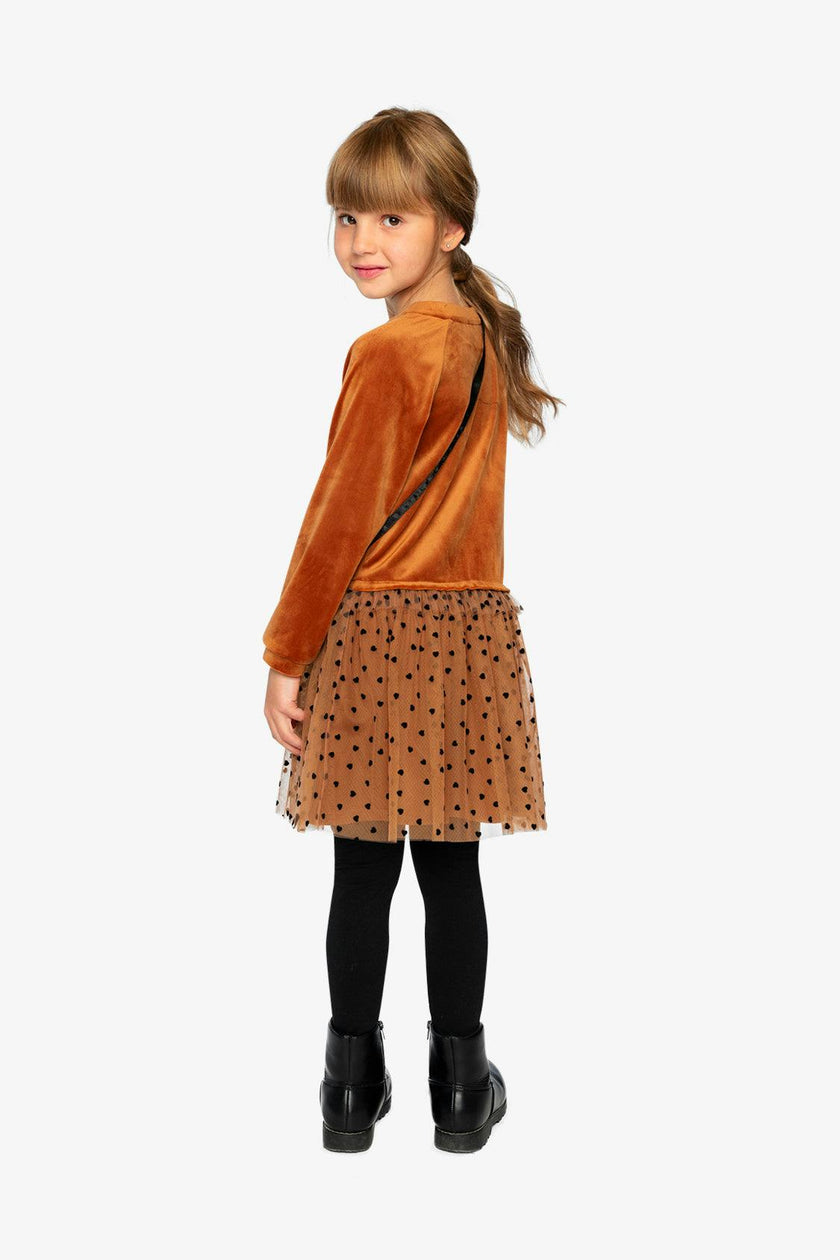 Bi-Material Dress Brown