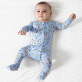 Milk and Cookies Blue Bamboo Convertible Footie