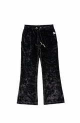 Velvet Yoga Pant with Embroidered Hearts, Black