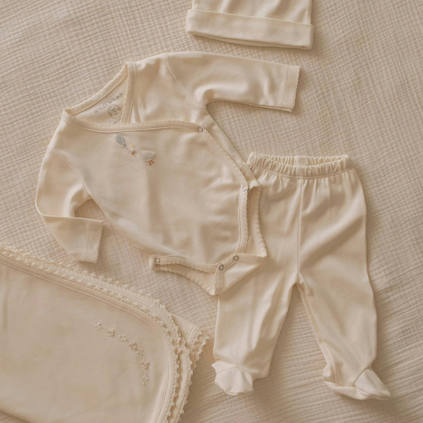 Pima Embroidered Bundle Set in Goose