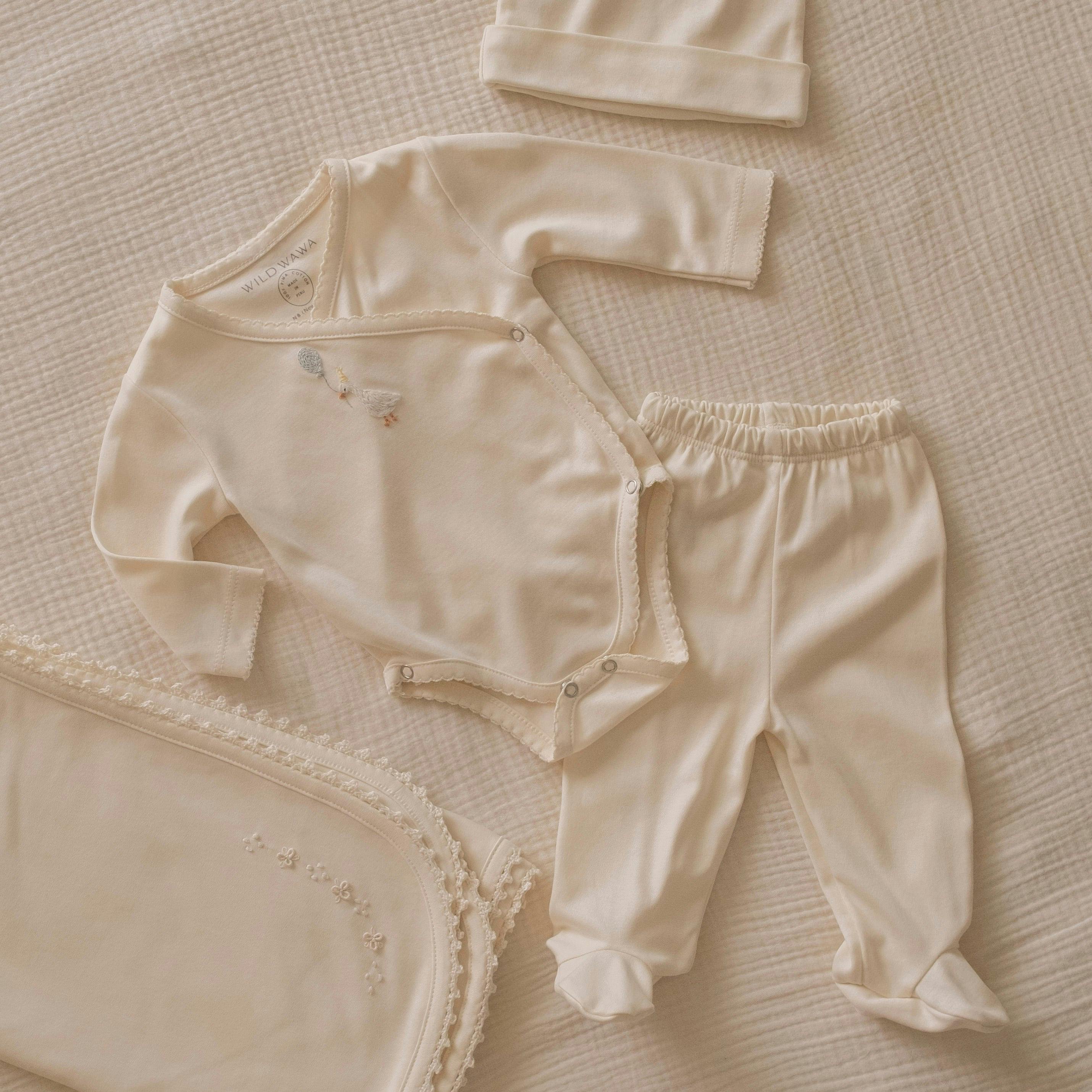 Pima Embroidered Bundle Set in Goose