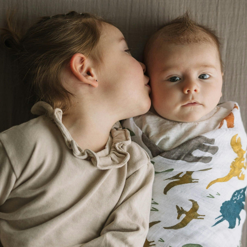 Cotton Muslin Swaddle Blanket - Dino Friends
