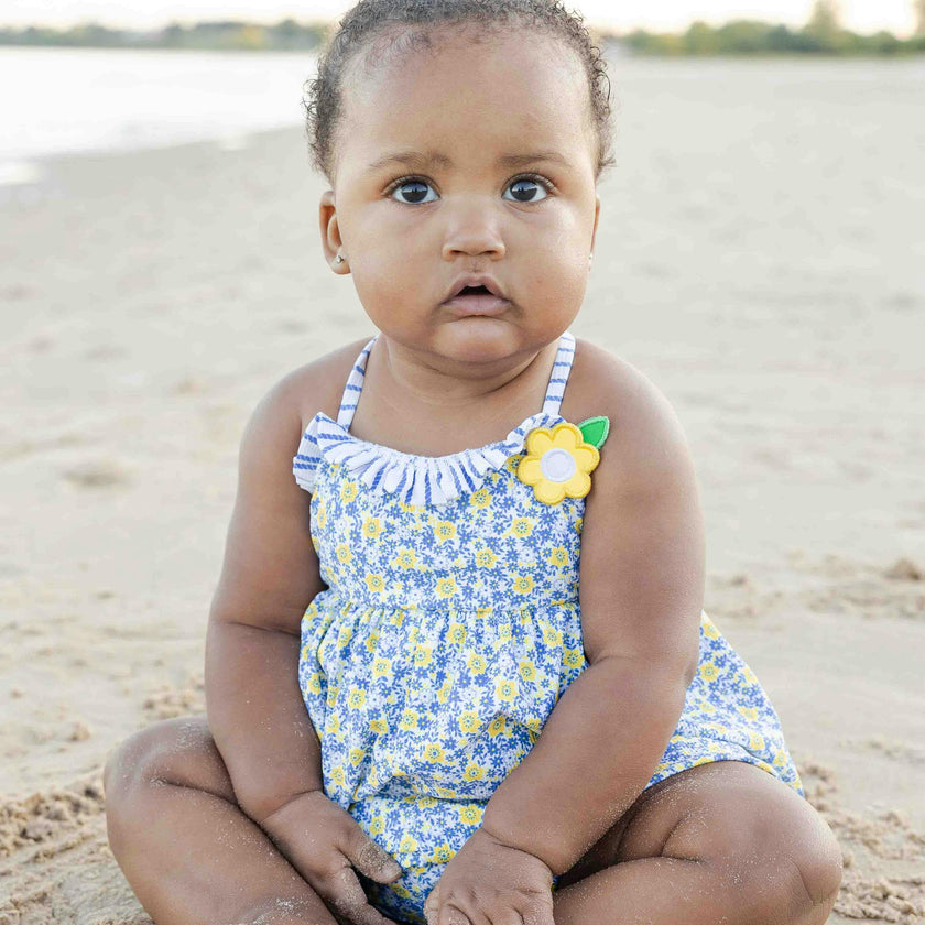 Floral Bubble Swimsuit W/Flower