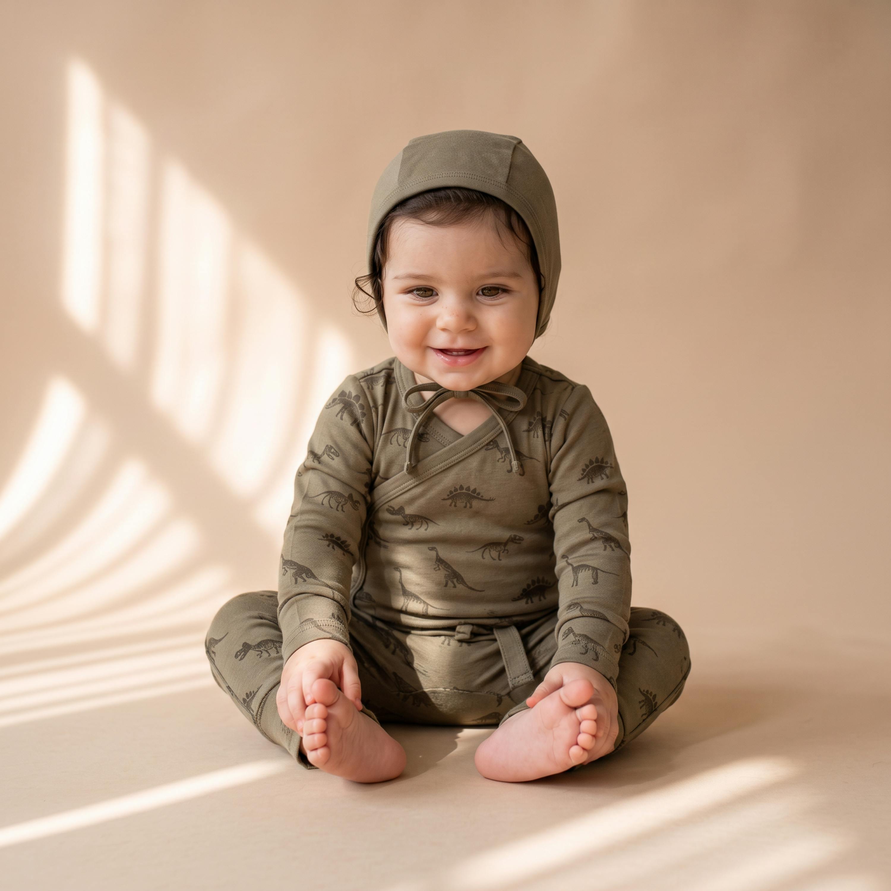 Organic Kimono Onesie & Pants Set - Dino