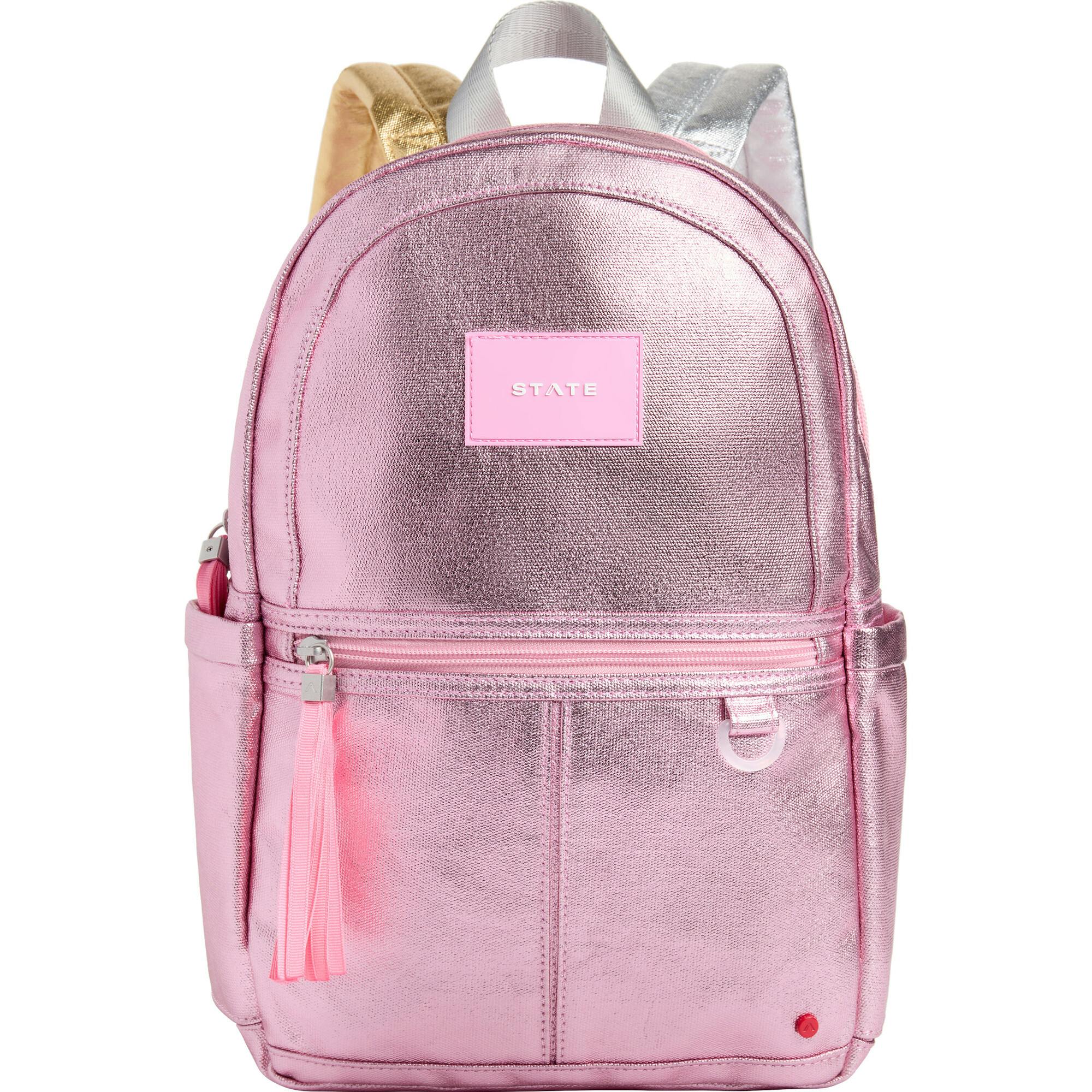 Kane Mini Backpack, Metallic Pink/Silver
