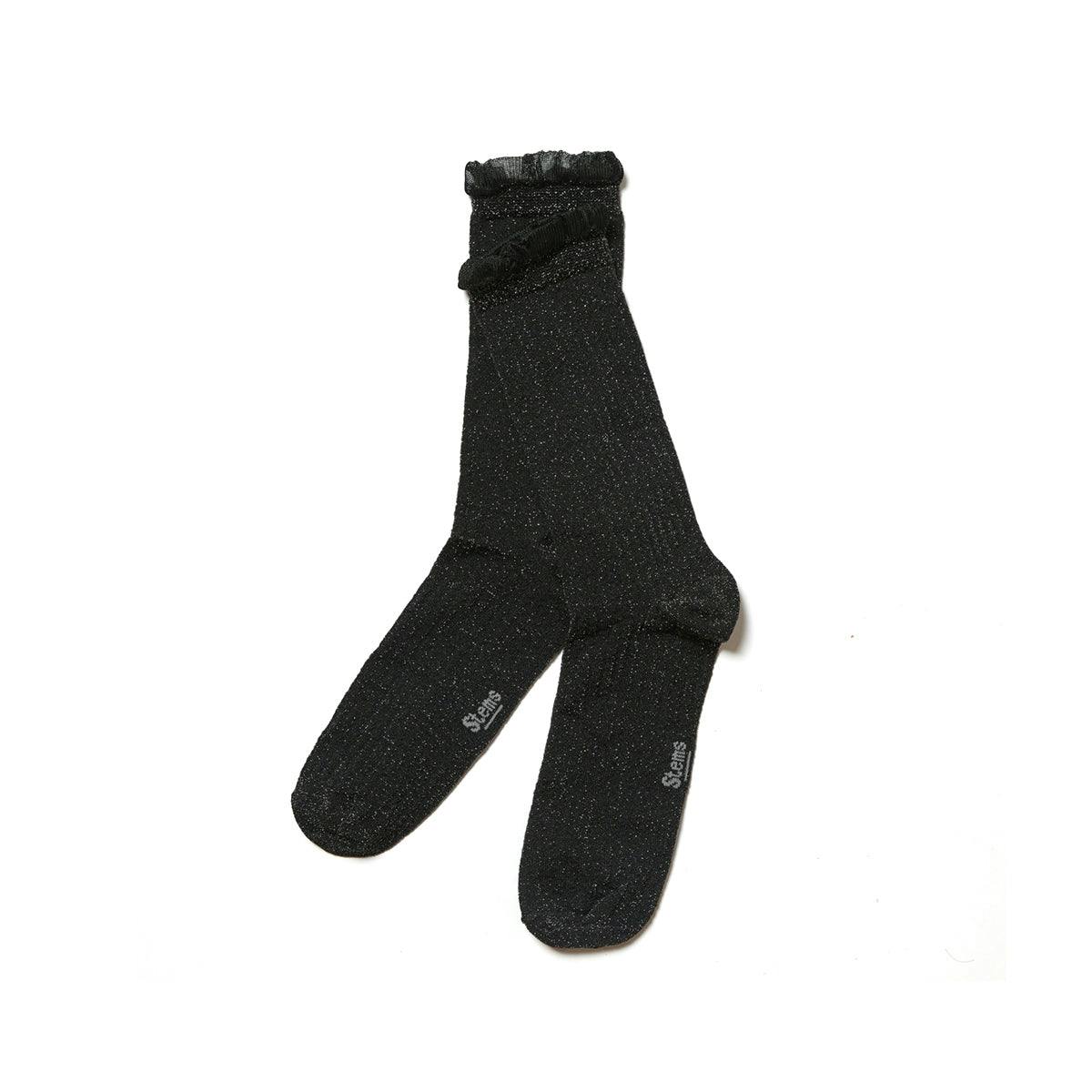 Soft Ruffle Metallic Socks