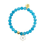 Gemstone Bracelet With Flower Enamel Charm